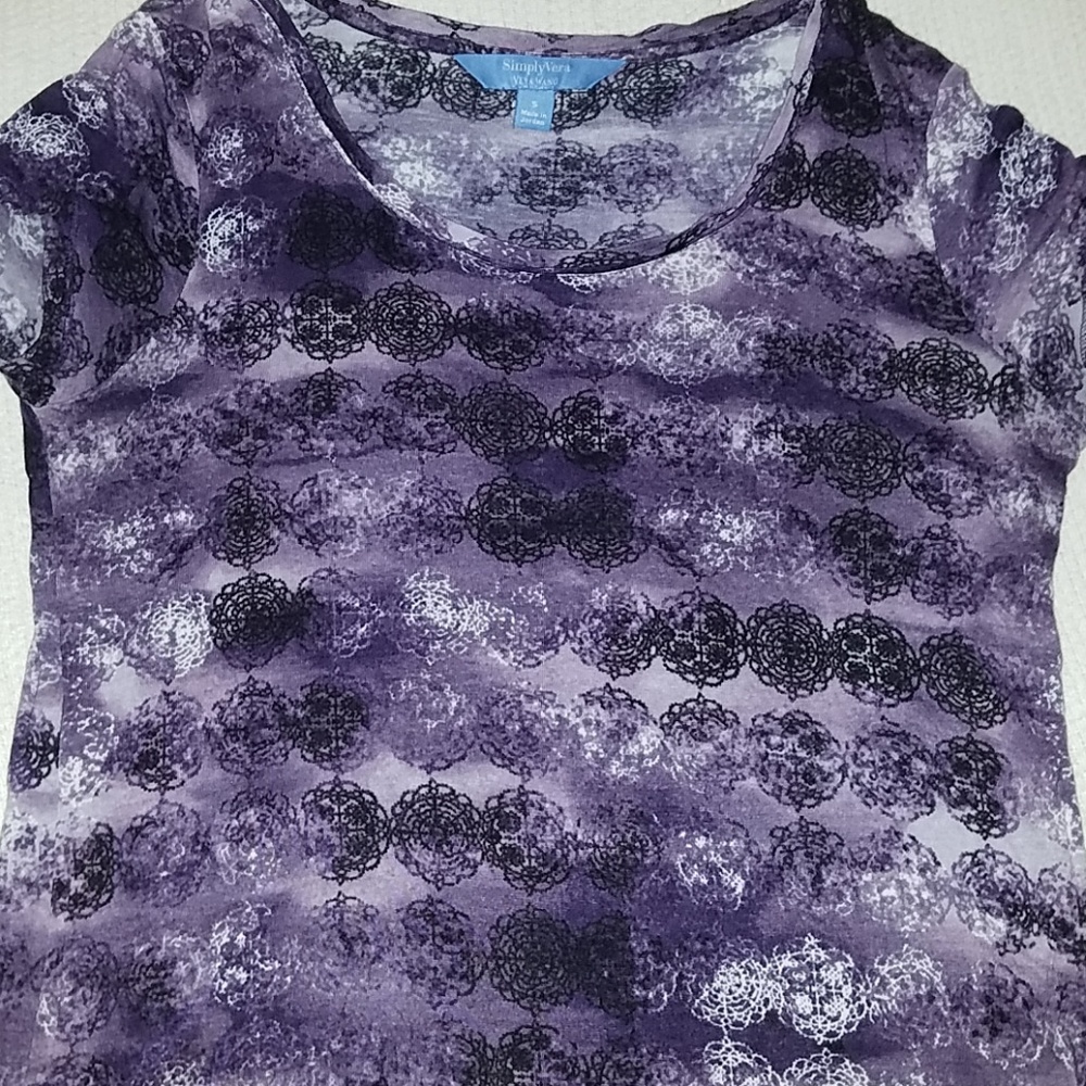 Simply Vera Wang medallion tie dye ombre tee small